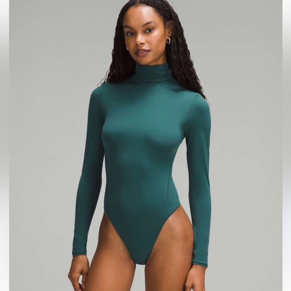 lululemon athletica Tops - LULULEMON Teal Long Sleeve turtleneck bodysuit Top S